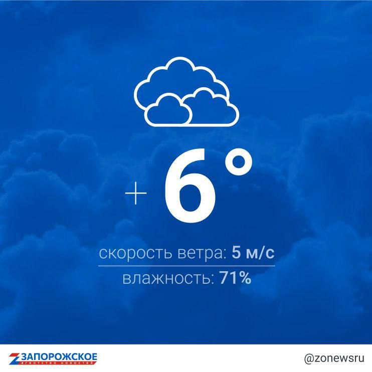 Облачная погода будет в Запорожской области в среду