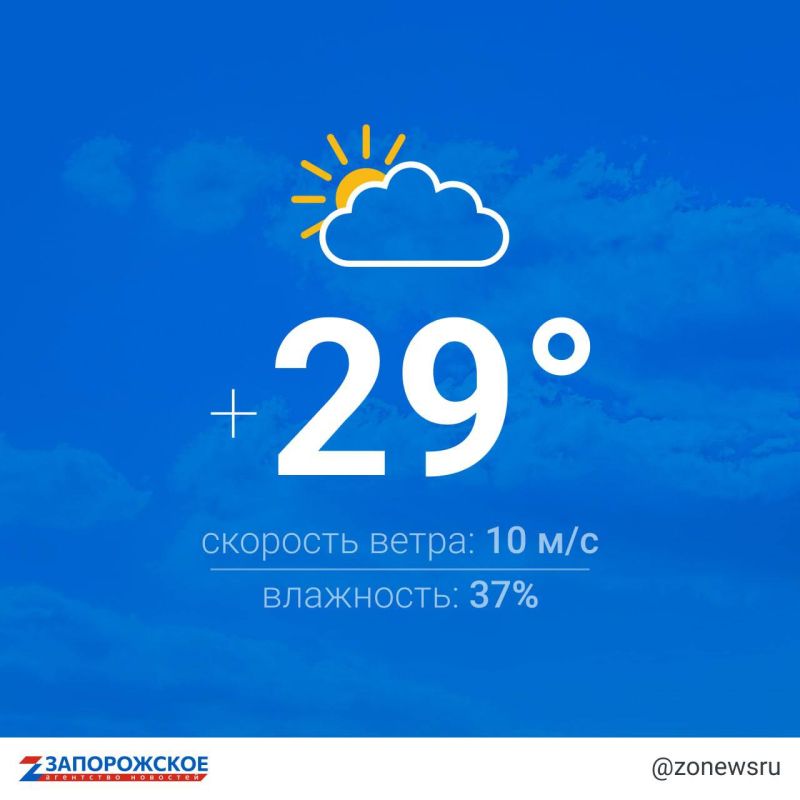 Переменная облачность будет в Запорожской области в четверг