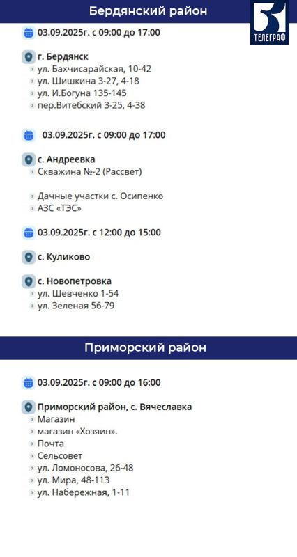 График отключения электроэнергии в Запорожской области на 3 сентября