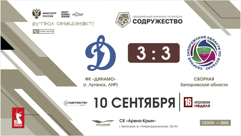 #результаты_Содружество ФК "Динамо" (Луганск, ЛНР) - Сборная Запорожской области