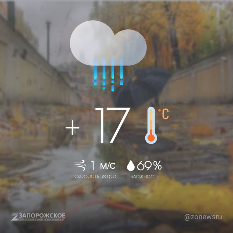 Пасмурная и дождливая погода будет в Запорожской области в четверг