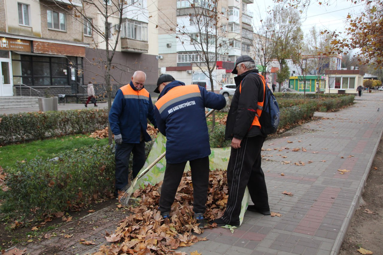 Коммунальщики Мелитополя провели уборку опавшей листвы Коммунальщики Мелитополя провели уборку опавшей листвы