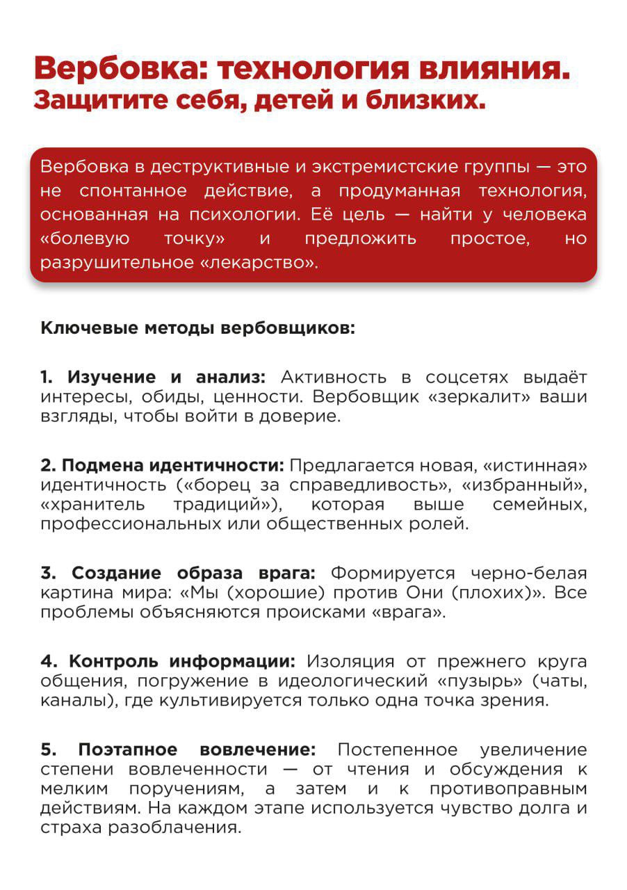 Уважаемые подписчики! . В целях повышения общественной бдительности, противодействия террористической угрозе, напоминаем о важности внимательности и ответственности каждого гражданина. Помните, что бдительность и... Уважаемые подписчики! . В целях повышения общественной бдительности, противодействия террористической угрозе, напоминаем о важности внимательности и ответственности каждого гражданина. Помните, что бдительность и...