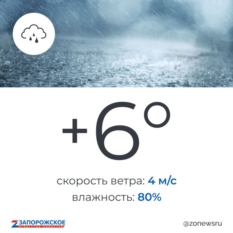 Дождь ожидается ожидается в Запорожской области в пятницу