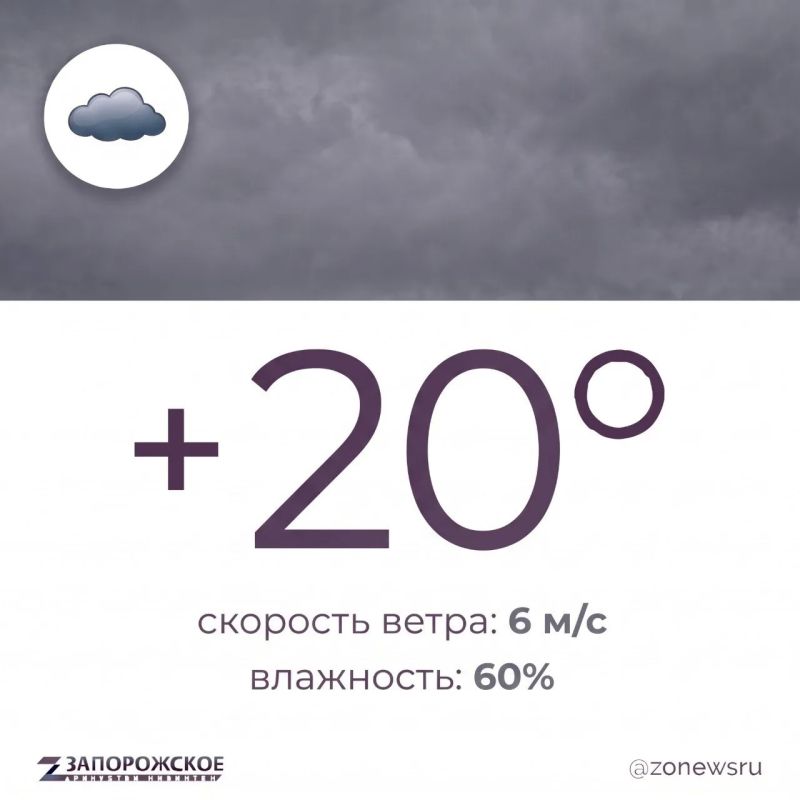 Облачная погода и дождь ожидается в Запорожской области в среду, 30 сентября