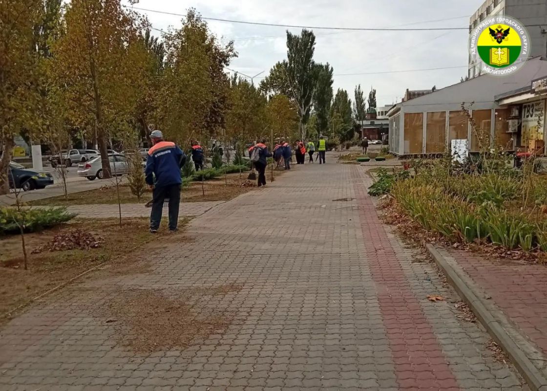 В Мелитополе навели порядок на проспекте 50-летия Победы В Мелитополе навели порядок на проспекте 50-летия Победы